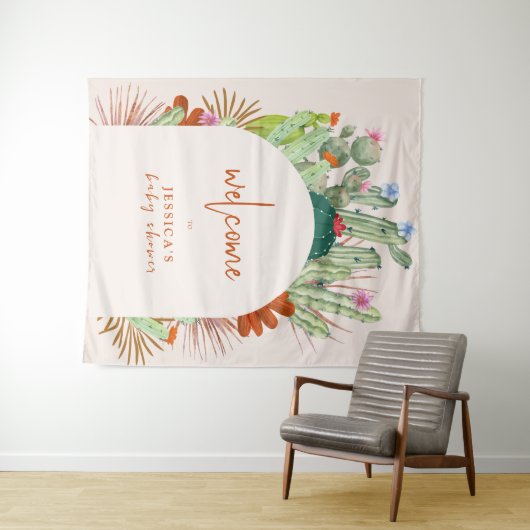 ボホカクタスアーチデザートパンパスベビーシャワーウェルカム タペストリー (インサイチュ(横))