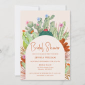 ボホカクタスアーチデザートパンパブライダルシャワー 招待状 (正面)