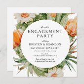 ボホカクタスデザート婚約パーティ招待状 招待状 (正面/裏面)