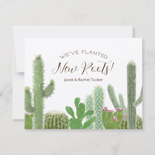 ボホカクタス水彩新しいルーツクラフト移動 ノートカード (正面)