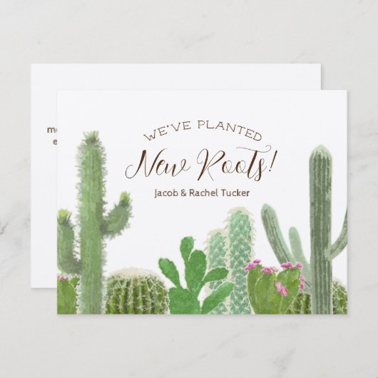 ボホカクタス水彩新しいルーツクラフト移動 ノートカード (正面/裏面)