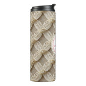 ボホカスタムパーソナライズされたピンクホワイトモノグラムの タンブラー (回転左)