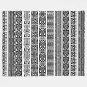 ボホカッコいいモダン白黒パターンストリップ フリースブランケット (正面(横))