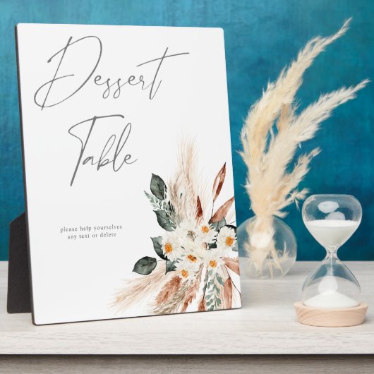 ボホカッパーパンパス&ベージュフローラデザートテーブル フォトプラーク (側面)