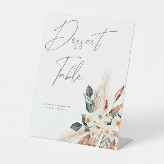 ボホカッパーパンパス&ベージュフローラデザートテーブル 台座サイン (正面)
