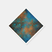 ボホカッパーブルーフローラダマスクグランジ スタンダードカクテルナプキン (角)