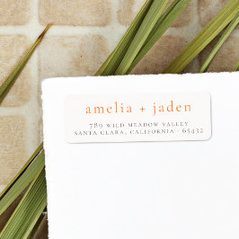 ボホカップル名オレンジ&ホワイト差出人住所 ラベル