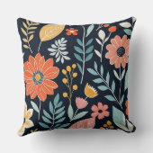 ボホカラフルお洒落フローラ クッション (裏面)