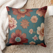 ボホカラフルの花 クッション (ブランケット)