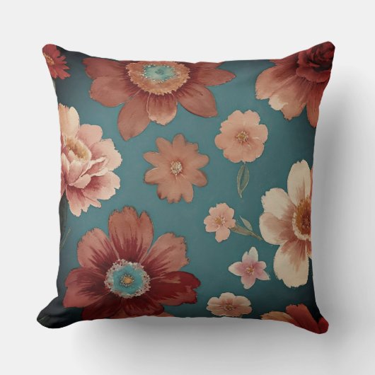 ボホカラフルの花 クッション (正面)