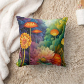 ボホカラフルの花 クッション (ブランケット)