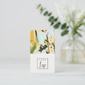 ボホカラフルイエローオークル絵を描フローラロゴ 名刺 (スタンド正面)