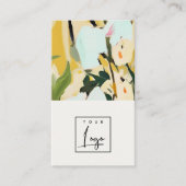 ボホカラフルイエローオークル絵を描フローラロゴ 名刺 (正面)