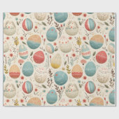 ボホカラフルイースター卵と野花 ラッピングペーパー (フラット)
