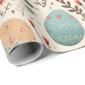 ボホカラフルイースター卵と野花 ラッピングペーパー (ロールコーナー)