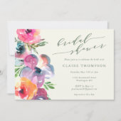 ボホカラフルウォーター色フラワーズブライダルシャワー 招待状 (正面)