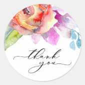 ボホカラフルウォーター色フローラありがとう ラウンドシール (正面)