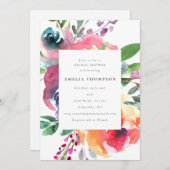 ボホカラフルウォーター色フローラブライダルシャワー 招待状 (正面/裏面)