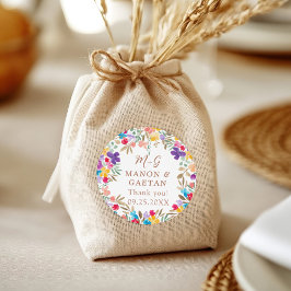 ボホカラフルウォーター色フローラ結婚式の引き出物 ラウンドシール