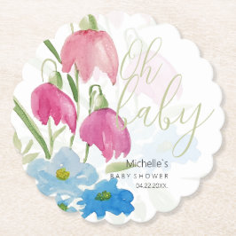 ボホカラフルウォーター色春フローラ ペーパーコースター