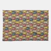 ボホカラフルウッドランドフクロウ模様 キッチンタオル (横)