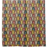 ボホカラフルウッドランドフクロウ模様 シャワーカーテン (正面)