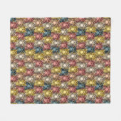 ボホカラフルウッドランドフクロウ模様 フリースブランケット (正面(横))