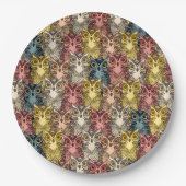 ボホカラフルウッドランドフクロウ模様 ペーパープレート (正面)