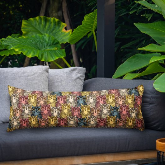 ボホカラフルウッドランドフクロウ模様 ボディピロー