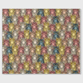 ボホカラフルウッドランドフクロウ模様 ラッピングペーパー (フラット)