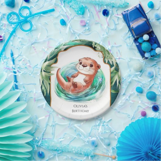 ボホカラフルオッタ誕生日 ペーパープレート (パーティー)