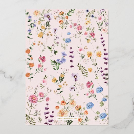 ボホカラフルガーデンフラワーズスウィート16誕生日 箔招待状 (裏面)