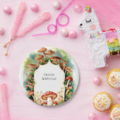 ボホカラフルキノコ誕生日 ペーパープレート (パーティー)