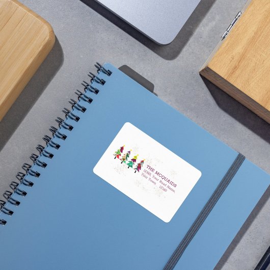 ボホカラフルクリスマスツリーズパターンラベル ラベル