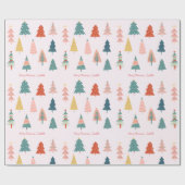 ボホカラフルクリスマスツリーズピンク名前をカスタムする ラッピングペーパー (フラット)