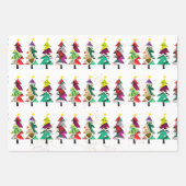 ボホカラフルクリスマスツリーパターン3枚 ラッピングペーパーシート (正面)