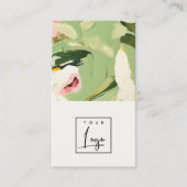 ボホカラフルグリーンピンク絵を描フローラロゴ 名刺 (正面)