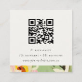 ボホカラフルグリーンピ絵を描ンクフローラQRコード スクエア名刺 (裏面)