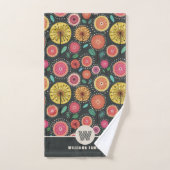 ボホカラフルスカンジフォークフローラファミリー名 バスタオルセット (ハンドタオル)