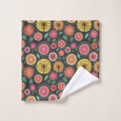 ボホカラフルスカンジフォークフローラファミリー名 バスタオルセット (ウォッシュタオル)