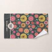 ボホカラフルスカンジフォークフローラファミリー名 バスタオルセット (ハンドタオル)