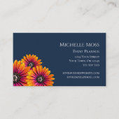 ボホカラフルデイジー植物海軍ブルー 名刺 (正面)