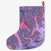 ボホカラフルヒッパイグルーヴィパステルトリップ(幻覚体験)のようなフラクタル ラージクリスマスストッキング (裏面)