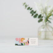 ボホカラフルピンクブルー絵を描フローライヤリング スキニー名刺 (スタンド正面)