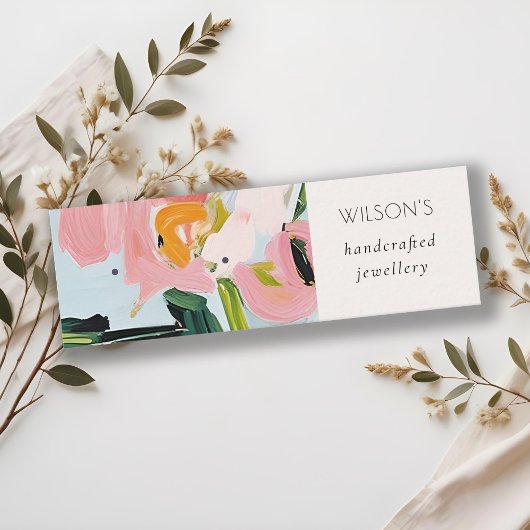 ボホカラフルピンクブルー絵を描フローライヤリング スキニー名刺