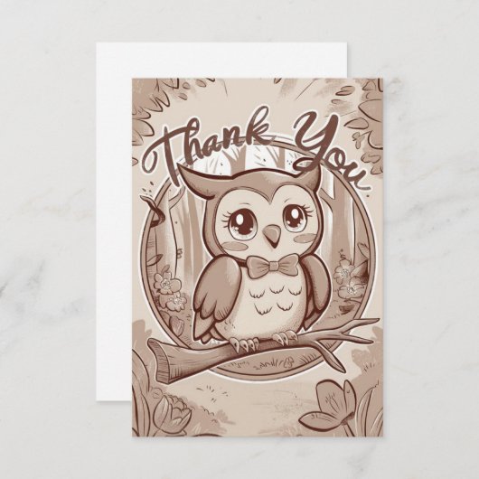 ボホカラフルフクロウ サンキューカード (正面/裏面)