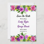 ボホカラフルフラワーズボタニカル結婚フローラ セーブザデート (正面)