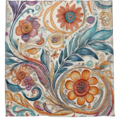 ボホカラフルフラワーテーマシャワーカーテン シャワーカーテン (正面)