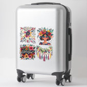 ボホカラフルフローラカスタムカットビニール シール (スーツケース)