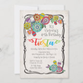 ボホカラフルフローラメキシカンフィエスタ誕生日 招待状 (正面)